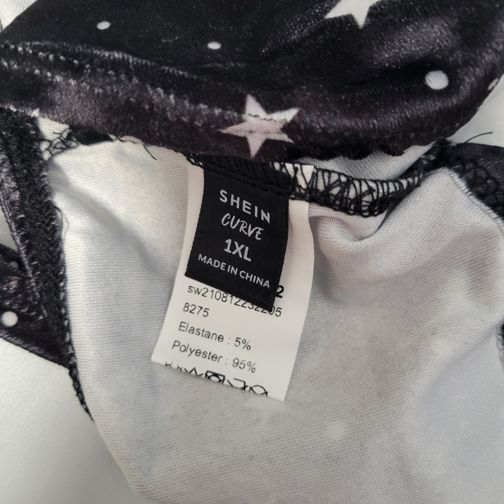 Shein Black Velvet Star Print Embellished Crop Top - Picture 6 of 7
